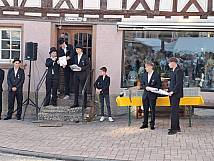 Kerweborscht und Kerwepfarrer bei der Kerwepredigt