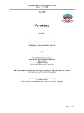 Nahwärmevorvertrag Modell B