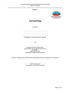 Nahwärmevorvertrag Modell C